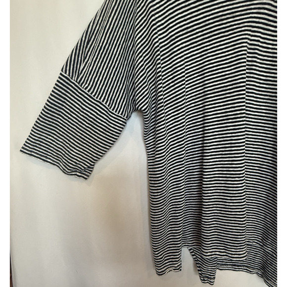 Chicos Womens Linen Popover Casual Top Size L Striped Resort Oversized Coastal - Picture 5 of 9